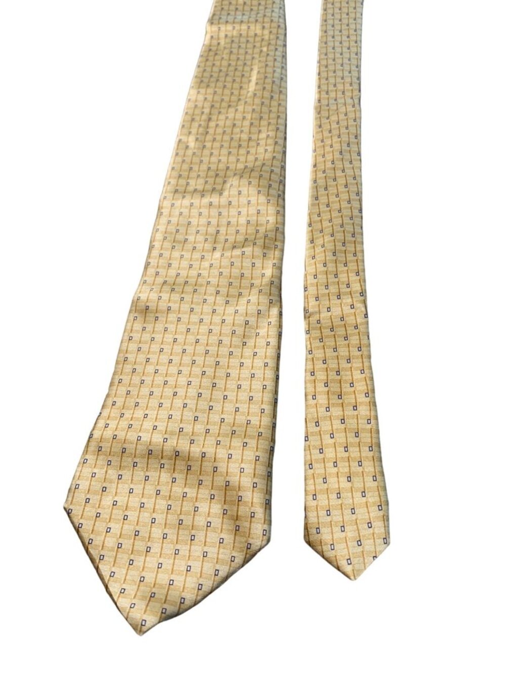 Stafford Mens Yellow Tie Imported Silk Geometric Pattern Necktie